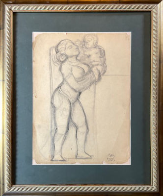 Уткин Пётр Саввич (1877-1934) - Женщина с ребенком. 1927 г. Бумага, уголь, 37 х 27 см