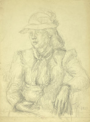 Кончаловский Петр Петрович (1876-1956) ? - Портрет жены. 1929 г. Бумага, карандаш, 40.3 х 30 