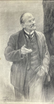 Жуков Николай Николаевич (1908-1973) - Ленин В.И. 1952 г. Бумага, уголь, 65.8 х 33.5 смЖУКОВ 