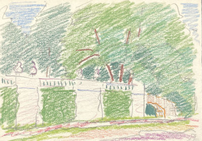 Юмашев Андрей Борисович (1902-1988) - Усадьба Архангельское. 1959 г. Бумага, цветные карандаши 
