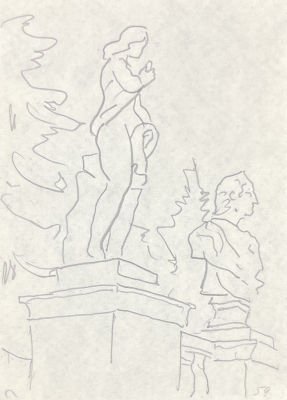 Юмашев Андрей Борисович (1902-1988) - Усадьба Архангельское. 1959 г. Бумага, графитный карандаш 