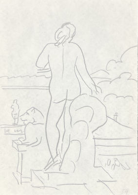 Юмашев Андрей Борисович (1902-1988) - Усадьба Архангельское. 1959 г. Бумага, графитный карандаш 