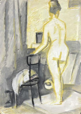 Расторгуев Евгений Анатольевич (1920-2009) - Обнаженная модель. 1960 г. Бумага, гуашь, 40.5 х 28.9 