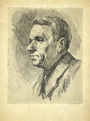 Усачев Евгений Иванович (1930-1992) - Портрет неизвестного мужчины. 1960 г. Картон, офорт, лист - 