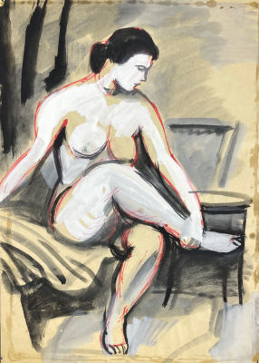 Расторгуев Евгений Анатольевич (1920-2009) - Обнаженная модель. 1965 г. Бумага, гуашь, 40.5 х 29 