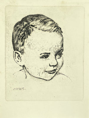 Усачев Евгений Иванович (1930-1992) - Ребенок. 1965 г. Бумага, офорт, лист - 16.4 х 12.4 смЕвгений 