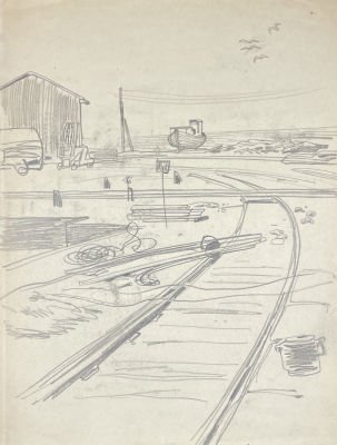 Андрушкевич Владимир Ильич (1923-2010) - В порту. XX в. Бумага, карандаш, 37 х 28 см
