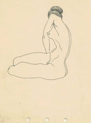 Ляхов Михаил Григорьевич (1926-1978) - Обнаженная. 1976 г. Бумага, тушь, 28.9 х 20.4 см Ляхов 