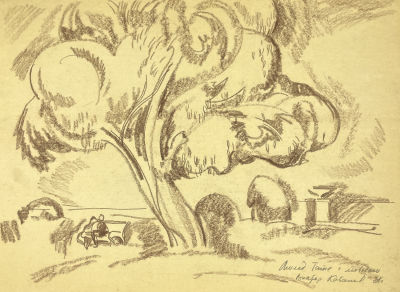 Кабанов Виктор Павлович (1924-2007) - Влюбленные в парке. 1978 г. Бумага, пастель, 46.6 х 34.1 см