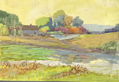 Пудовкин Николай Ефимович (1919-1998) - "Пейзаж". 1980-е гг. Бумага, акварель, 35.5 х 24.4 