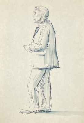 Пудовкин Николай Ефимович (1919-1998) - "Этюд стоящего мужчины". 1980-е гг. Бумага, маркер 