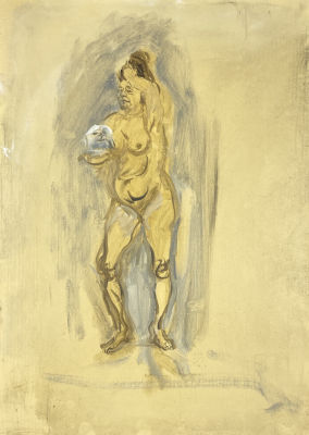 Конышева Натта Ивановна (1935-2022) - Купальщица со спицем. Вторая половина XX в. Картон 