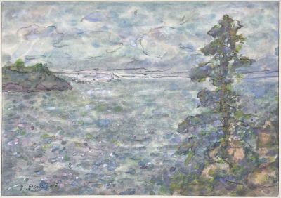 Рыбченкова Лора Борисовна (1928 г.р.) - Остров Валаам на Ладоге. 1987 г. Бумага, гуашь, соус, 29.7 