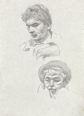 Незнайкин Иван Петрович (1916-1996) - Пять набросков. 1990-е гг. Бумага, карандаш, сангина, 29.7 х 