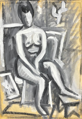 Расторгуев Евгений Анатольевич (1920-2009) - Обнаженная модель. 1990 г. Бумага, гуашь, 41.4 х 29 