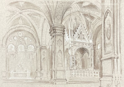 Ноаров Андрей Игоревич (1977 г.р.) - Интерьер церкви Ор Сан Микеле во Флоренции. 2006 г. Бумага 