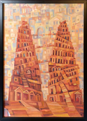 Киселева Татьяна Павловна (1967 г.р.) - Две башни. 2017 г. Бумага, темпера, 70 х 50 смКиселева 