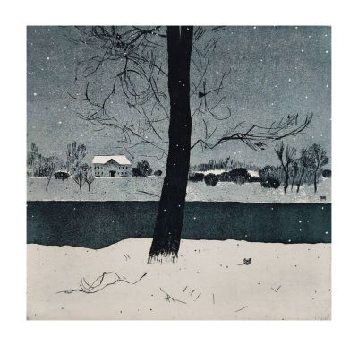 Борисова Таисия (1997 г.р.) - Зима. 2018 г. Бумага, офорт, лист - 20 х 20.5 см