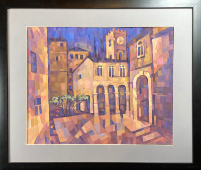 Киселева Татьяна Павловна (1967 г.р.) - Итальянский вечер. 2020 г. Бумага, темпера, 52 х 45 