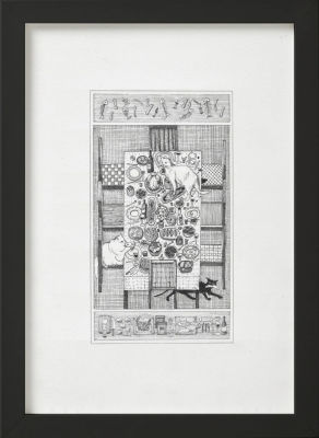 Бекетов Иван Владимирович (1997 г.р.) - Застолье. 2022 г. Бумага, линер, карандаш, 21 х 29.7 