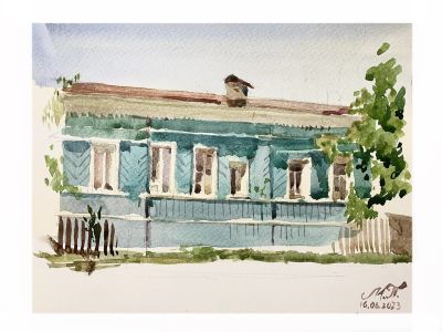 Тимофеева Мария Павловна (1998 г.р.) - Душевность Тотьмы. 2023 г. Бумага, акварель, 15.7 х 20.9 см 