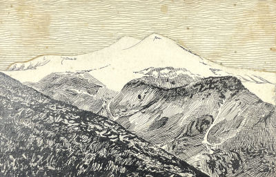 [Из коллекции Тимофеева И.А.] Клименко Т. - Вид на Эльбрус с горных лугов у подножия 