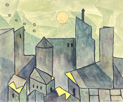 [Из коллекции Тимофеева И.А.] Тимофеев Игорь Алексеевич (1905-1994) - Ночной город. 1924 г. Бумага 