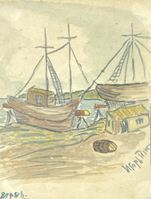 [Из коллекции Тимофеева И.А.] Тимофеев Игорь Алексеевич (1905-1994) - Причал. XX в. Бумага 