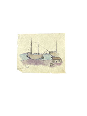 [Из коллекции Тимофеева И.А.] Тимофеев Игорь Алексеевич (1905-1994) - Лодки на берегу. XX в. Бумага 