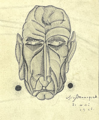 [Из коллекции Тимофеева И.А.] Тимофеев Игорь Алексеевич (1905-1994) - Портрет мужчины. 1926 г. Бума 