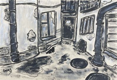 Имар Марина (1984 г.р.) - Из серии "Непарадный Петербург". 2022 г. Картон, акрил, маркер, 20.7 х 