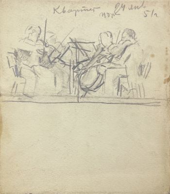 Диффинэ-Кристи Валентина Михайловна (1918-2010) - Квартет. 1951 г. Бумага, карандаш, 18.4 х 16.2 см