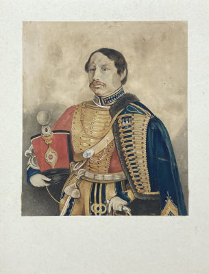Неизвестный художник - Гусар. 1820-1830-е гг. Бумага, акварель, 24 х 18 см