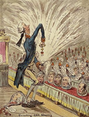 Ханна Хамфри (1745 - 1818) издатель - Карикатура "Uncorking Old cherry". 1805 г. 42 х 28 см 