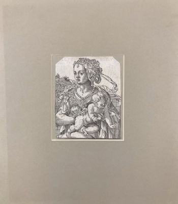 Амман Йост (1539-1591) - Мадонна с младенцем. XVI в. Бумага, резцовая гравюра, 12.3 х 9.7 см 
На 