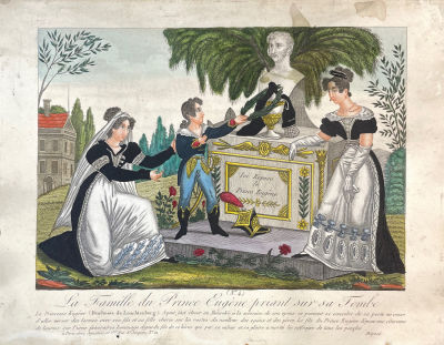 Неизвестный художник - Семейство Евгения Богарне у его могилы. 1820-е гг. Бумага, гравюра резцом 