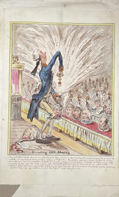 Hannah Humphrey (1745 - 1818) издатель - Карикатура "Uncorking Old cherry". 1805 г. Бумага 