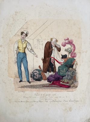 Огюст де Вальмон (ок.1815-1852), гравёр Алоиз Зенефельдер (1771 -1834) - "Распродажа гардероба". 