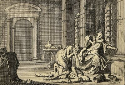 [Собрание М. Ромма] - Иллюстрация. Сцена отравления. Вторая половина XVIII в. Бумага, офорт. 10.5 