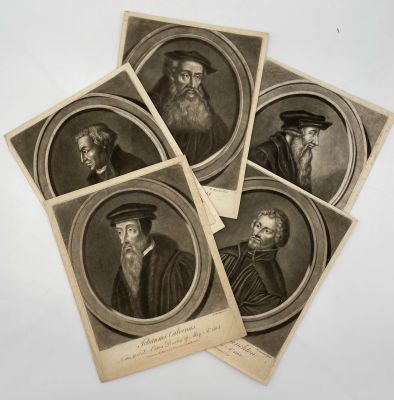 Хьюстон, Ричард (1721-1775) - Пять портретов богословов эпохи Реформации в технике меццо-тинто. Бум 