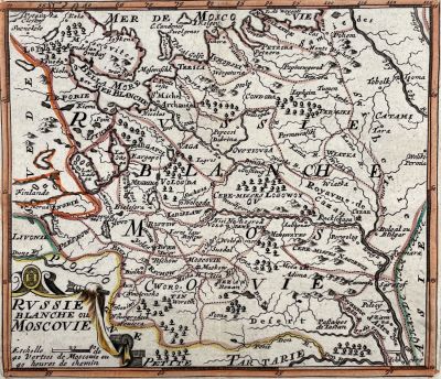 Неизвестный художник - Карта западной части России. 1670-е гг. Бумага, офорт, акварель, 17 х 19.5 