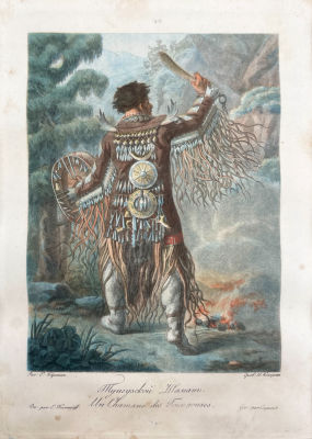 Рис. Е.Корнеев, гр. И.Коперет - Тунгузский шаман. Лист из альбома "Народы России, или Описание 