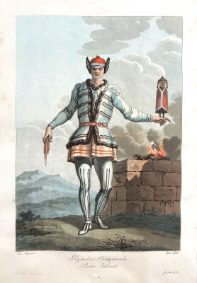 Рис. Е.Корнеев, гр. Грос - Якутский Священник. Лист из альбома "Народы России, или Описание нравов 