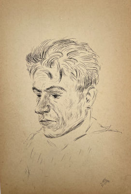 [Из коллекции Табачникова Е.М.] Бурыкин Николай - Художник Е.П. Гриднев. 1930-е гг. Бумага, тушь 