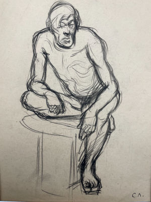 Лучишкин Сергей Алексеевич (1902-1989) - Этюд. Бумага, угольный карандаш, Паспарту - 34.6 х 27.8 