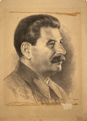 Пичугин Захар Ефимович (1862-1942) - Сталин И.В. 1940 г. Бумага, литография, 41.4 х 30 см 
Пичугин 