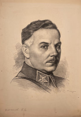 Пичугин Захар Ефимович (1862-1942) - Ворошилов К.Е. 1940 г. Бумага, литография, 42.1 х 29.7 см 