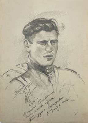 Балдин Вадим Анатольевич (1932-1992) - Портрет мужчины. 1953 г. Бумага, карандаш, 39.7 х 28.5 