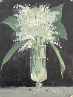 Любаев Сергей - Ландыши. 1970-е гг. Бумага, гуашь, 30 х 22.7 см