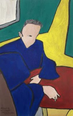 Перес, Фернандо Химено (1972-2018) - Портрет курильщика. 1996 г. Картон, гуашь, 30 х 19.5 